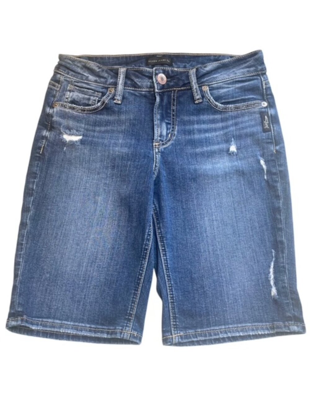 SILVER JEANS Suki Distressed Stretch Bermuda Jean Shorts - Size 26